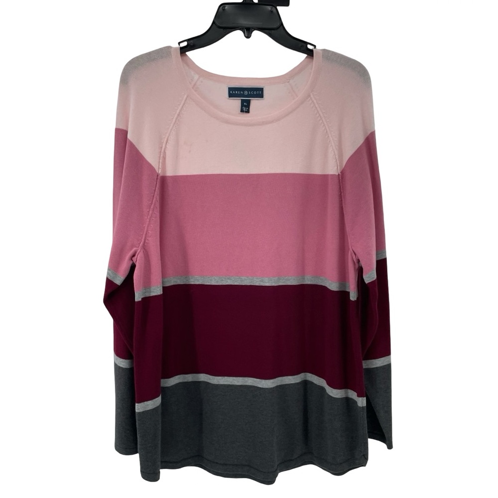 Scott Pink and Burgundy Long Sleeve Top